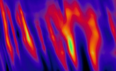 Isı haritası soyut gradyan arkaplan. Kırmızı ve turuncu renkli neon mavi ve yeşil.