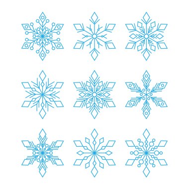 Beyaz sette mavi kar taneleri.