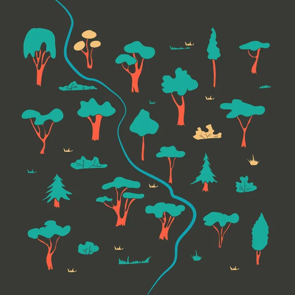Nehir orman desenle — Stok Vektör