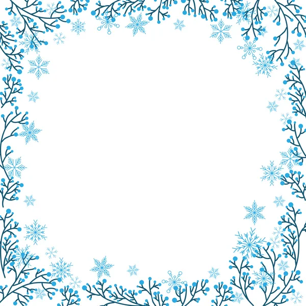 Kar taneleri ile dekoratif çerçeve — Stok Vektör
