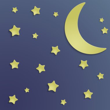 Crescent moon and stars clipart