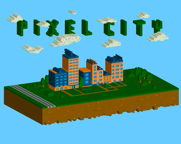 Illusione di città pixel — Vettoriale Stock