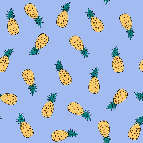 単純なパイナップルのシームレスなパターン。手描きフルーツ. — ストックベクタ