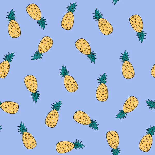 Basit ananas seamless modeli. Elle çizilmiş meyve.