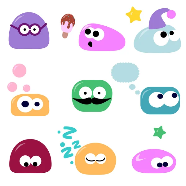 Cute faces set — Stock Vector