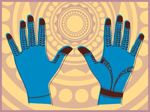 Henna blauwe handen — Stockvector