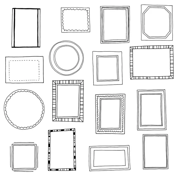 Marcos dibujados a mano conjunto 7 — Archivo Imágenes Vectoriales