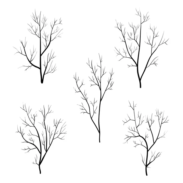 Albero set rami neri — Vettoriale Stock