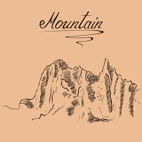 Mano dibujada gran montaña — Archivo Imágenes Vectoriales