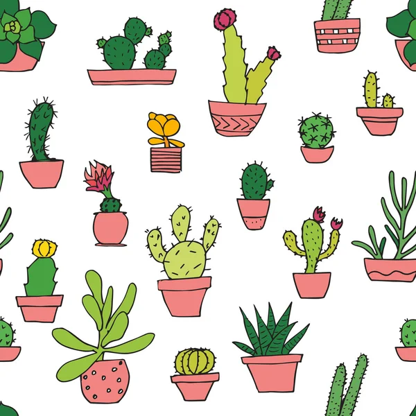 Tencere çizilmiş succulents el