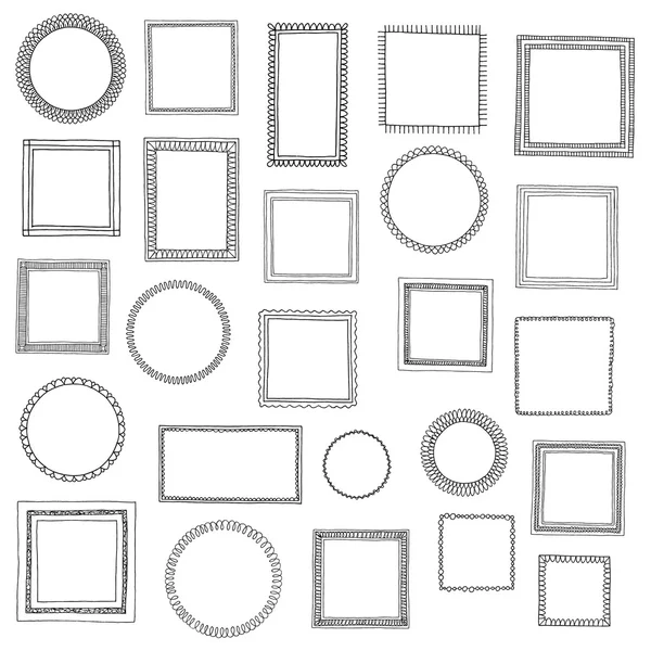 Conjunto de marcos dibujados a mano — Archivo Imágenes Vectoriales