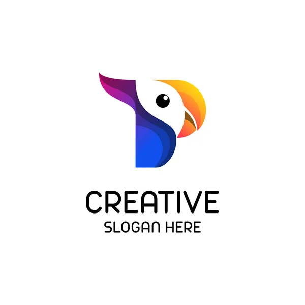 Abstract Parrot Logo Gradient Color — Stock Vector