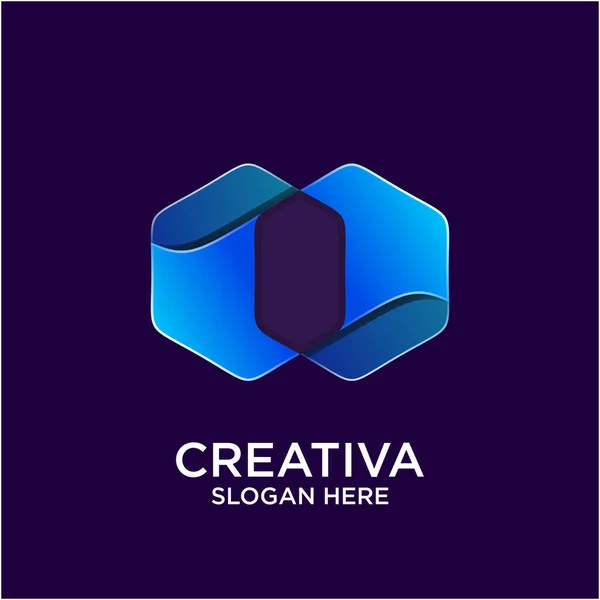 Logo Double Hexagon Awesome Gradient — Stockový vektor