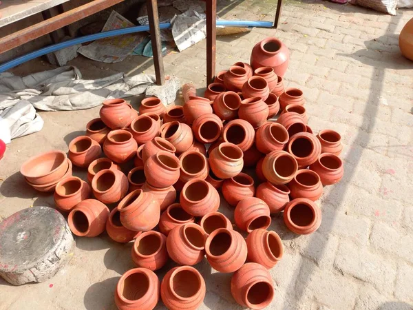 Clay Pottery Showing Roadside Jaipur Rajasthan India — Stock Photo, Image