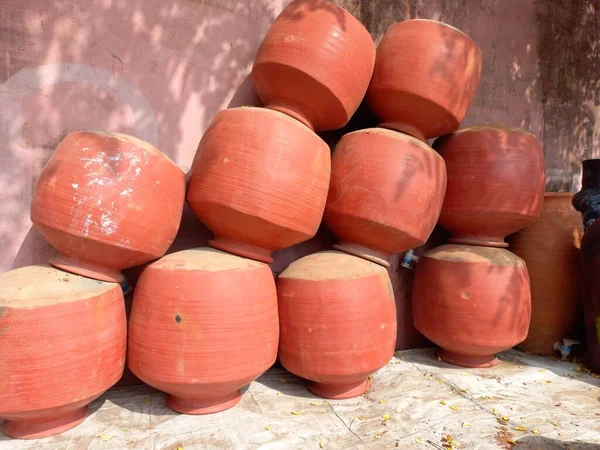 Clay Pottery Showing Roadside Jaipur Rajasthan India — Stock Photo, Image