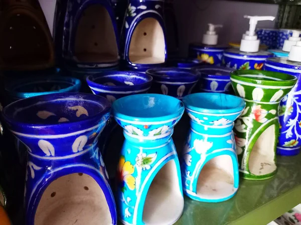 Ceramiche Blu Jaipur Rajasthan India — Foto Stock