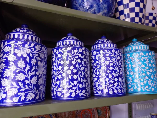 Niebieska Ceramika Dżajpur Rajasthan Indie — Zdjęcie stockowe