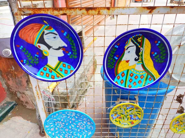 Artesanato Cerâmica Azul Jaipur Rajasthan Índia — Fotografia de Stock