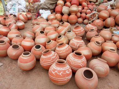 Kil çömlek, ghada, matka, atıcı, gamla, jaipur, rajasthan, Hindistan