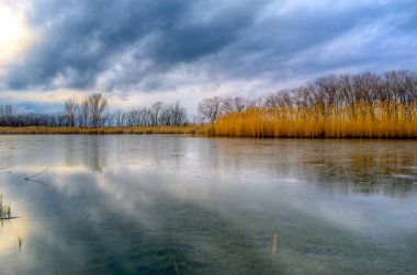 Göl ile kırsal manzara