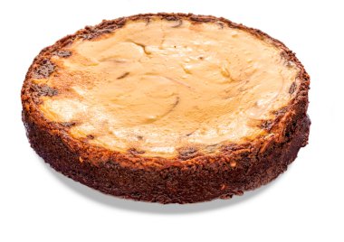 Brownie Cheese Cake üzerine beyaz izole