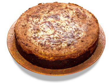 Brownie Cheese Cake üzerine beyaz izole