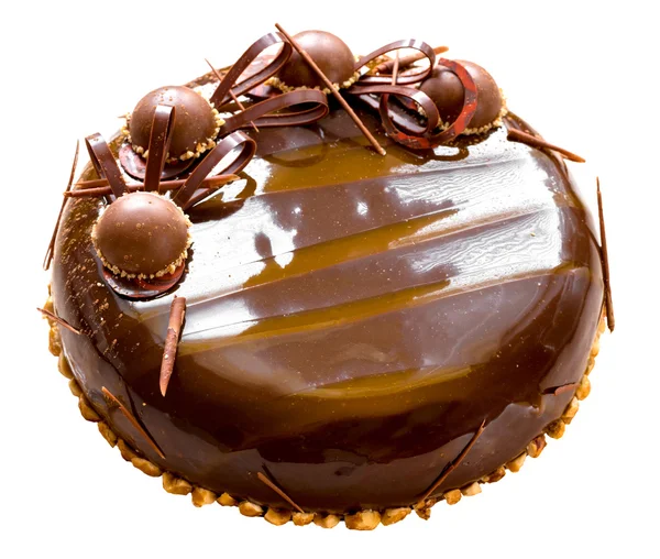 Čokoládový dort s oříšky, samostatný — Stock fotografie