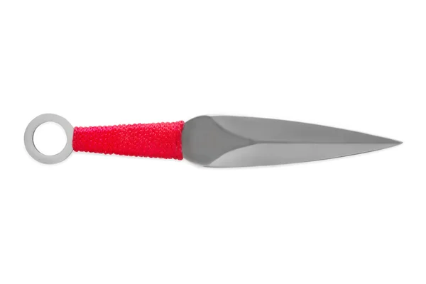 Lancer de couteau avec poignée rouge — Photo