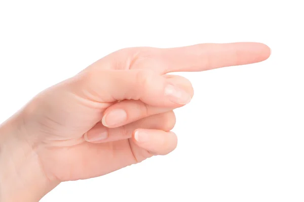 Női kéz gesztus az egy mutató ujjá — Stock Fotó