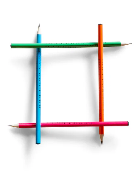 Рамка побудована з кольорових олівців — стокове фото