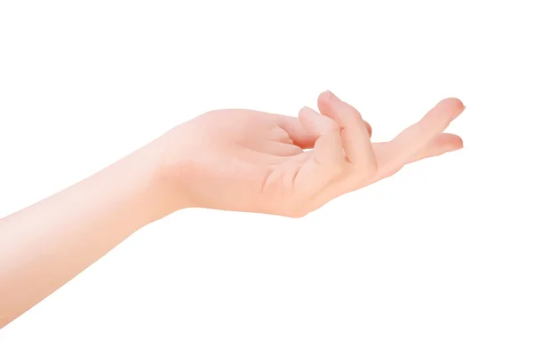 Рука женщина в приглашения или требуя жест — стоковое фото