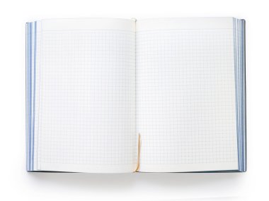 Boş açık defter ile kare levhalar ve yer işareti