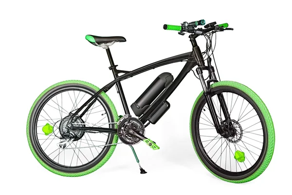 Svarta och gröna elektrisk cykel — Stockfoto
