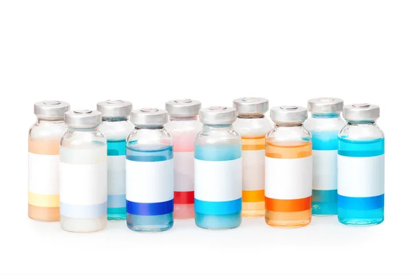 Injektionsflaskor med färgade ämnen — Stockfoto