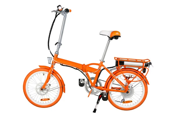 Pomarańczowy rower elektryczny — Zdjęcie stockowe