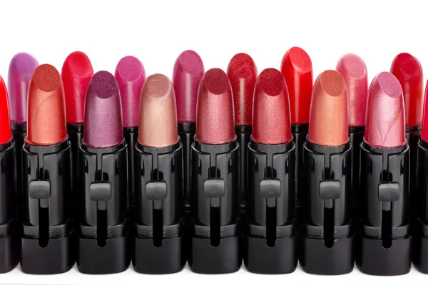 Row of lipsticks tubes — Stock Photo, Image