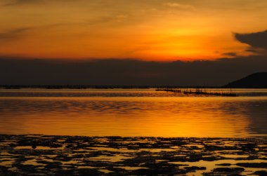 Songkhla göl günbatımı gökyüzü