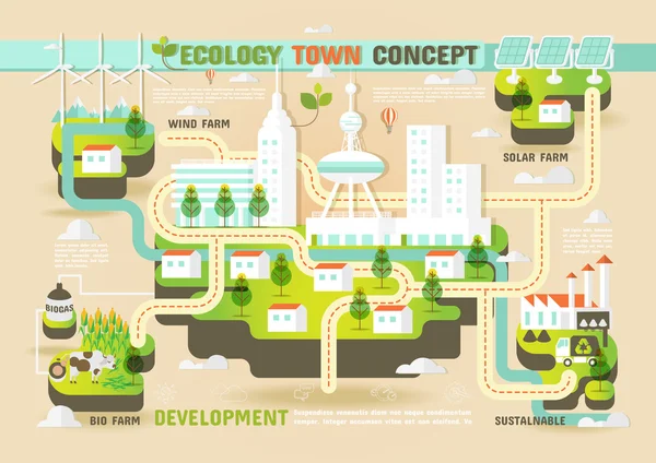 Ecology Town Concept Infographics — Stock Vector