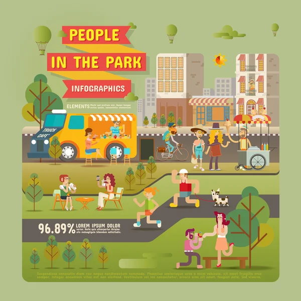 Mensen in de Park Infographic elementen — Stockvector