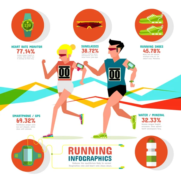 Executando Infográficos vector illustartion —  Vetores de Stock