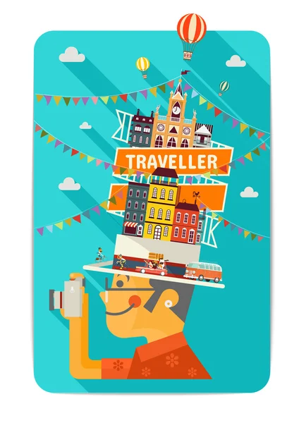 Traveller, vector Illustrations — Stock Vector