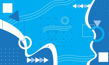 Memphis arka planı mavi vektör ve şekil kombinasyonu renkli. iş ya da afiş etkinliği için iyi