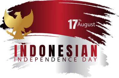 Grunge Fırça stili vektörlü bayrak ve Endonezya İkon Cumhuriyeti olarak Bird. Ribbon bayrak stili kesimi tek bir millet olarak ileri doğru gösterir