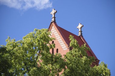 Belarus, Minsk: Bir kırmızı kilise - St. Simeon ve Elena'nın Kilisesi (parça).