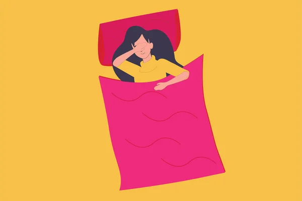 Mujer Piensa Amante Por Noche Cama Mientras Cierra Los Ojos — Vector de stock