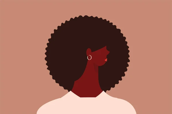 Forte Retrato Afro Mulher Uma Vista Lateral Auto Confiante Preto — Vetor de Stock