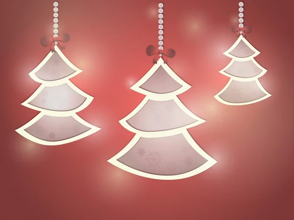 Drei Weihnachtsbäume auf einem rot leuchtenden Hintergrund — Stockvektor