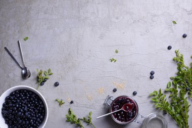 Meyve arka plan. Olgun ve sulu taze yaban mersini üstten görünüm, kopya alanı aldı.. 