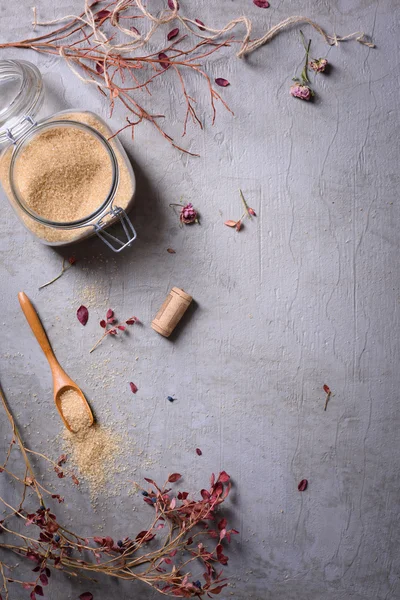 Dulces e ingredientes de postre fondo. Vista superior, espacio de copia . — Foto de Stock