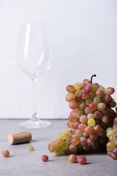 공급을 만드는 와인, 와인 글라스와 신선한 포도. 밝은 배경, 복사 공간. — 스톡 사진